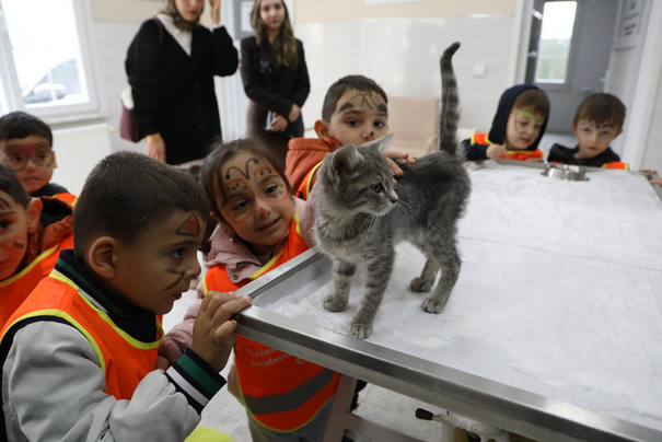 çocuklar Sokak Hayvanları Bakım Evini gezdi