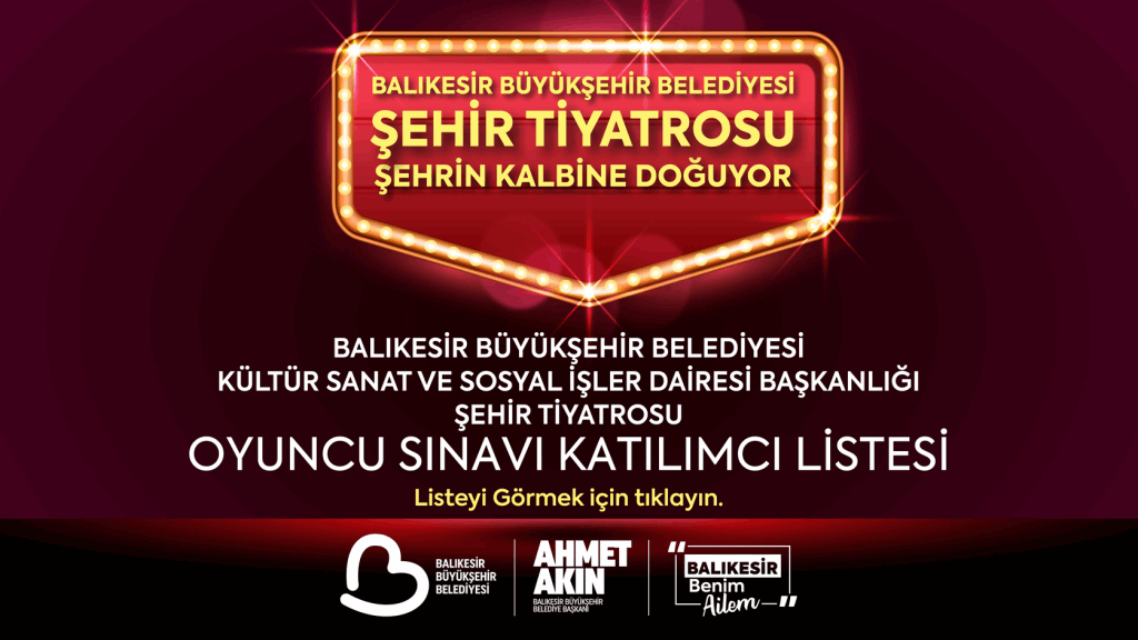 Şehir Tiyatrosu Oyuncu Sınava Girecek  Katılımcı Listesi