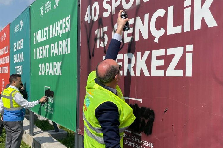 İYİ Parti’den Bursa’da sprey boyalı protesto